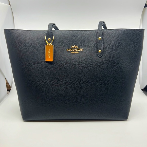 Coach Handbags - NEW WITH TAGS! Coach Large Town Tote, pebbled black with gold hardware.